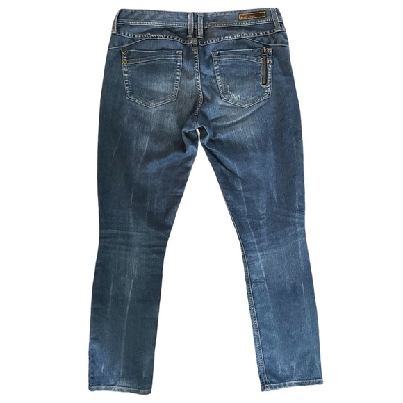 Express jeans women’s size 8 blue zipper pocket straight preppy Super Low Rise - Picture 8 of 12